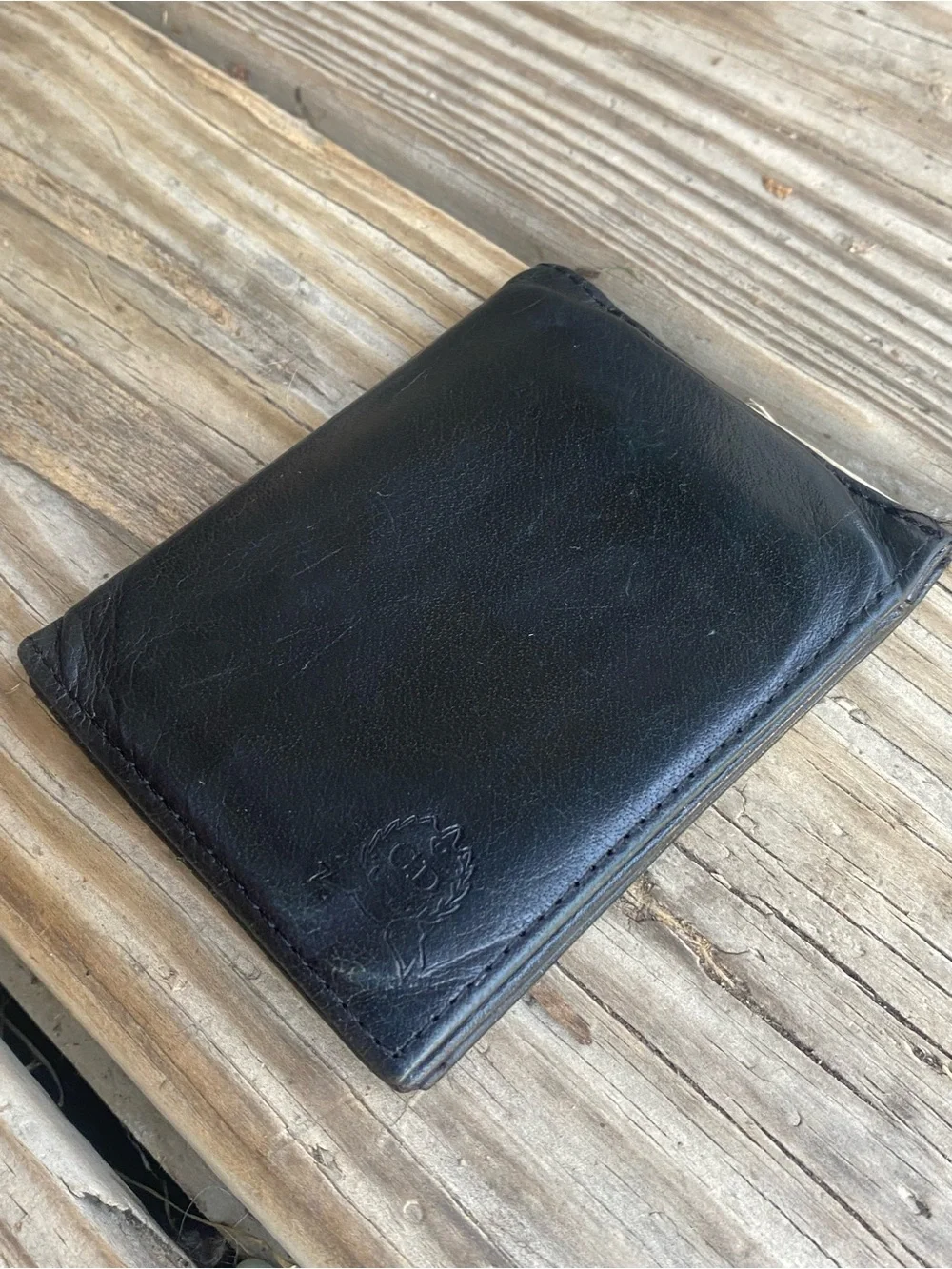 DIOR Vintage Black Leather Wallet with Embossed Monogram!